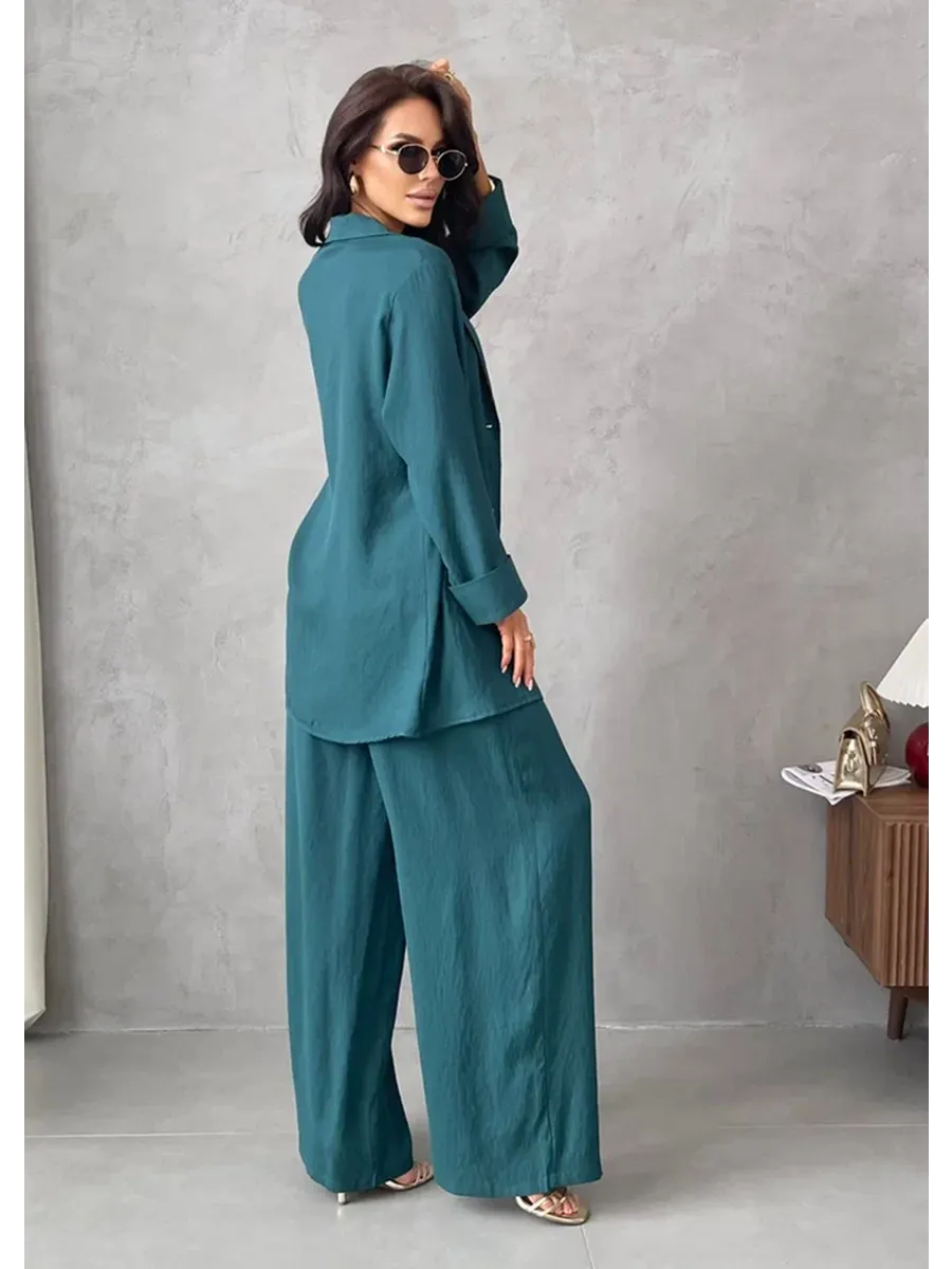 Зеленый костюм брючный летний двойка с пиджаком