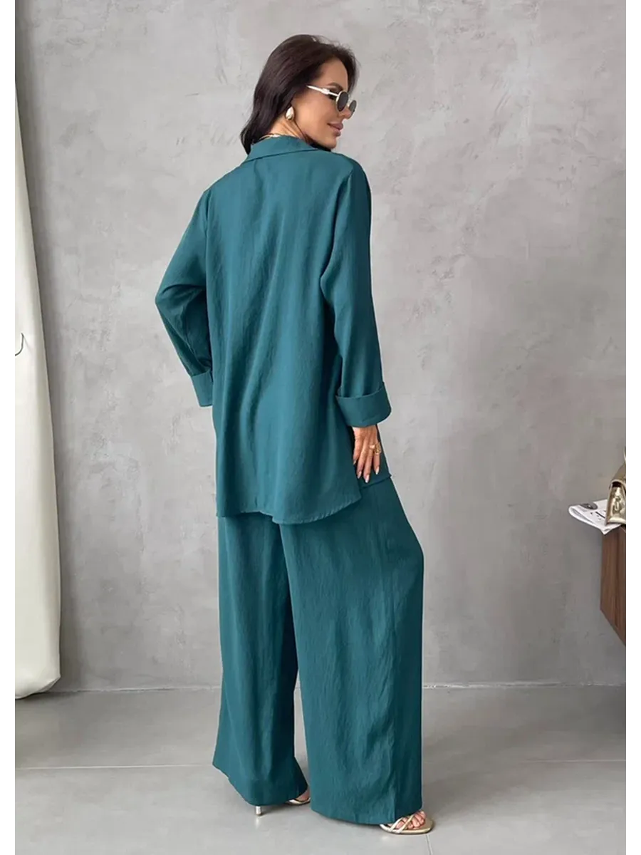 Зеленый костюм брючный летний двойка с пиджаком