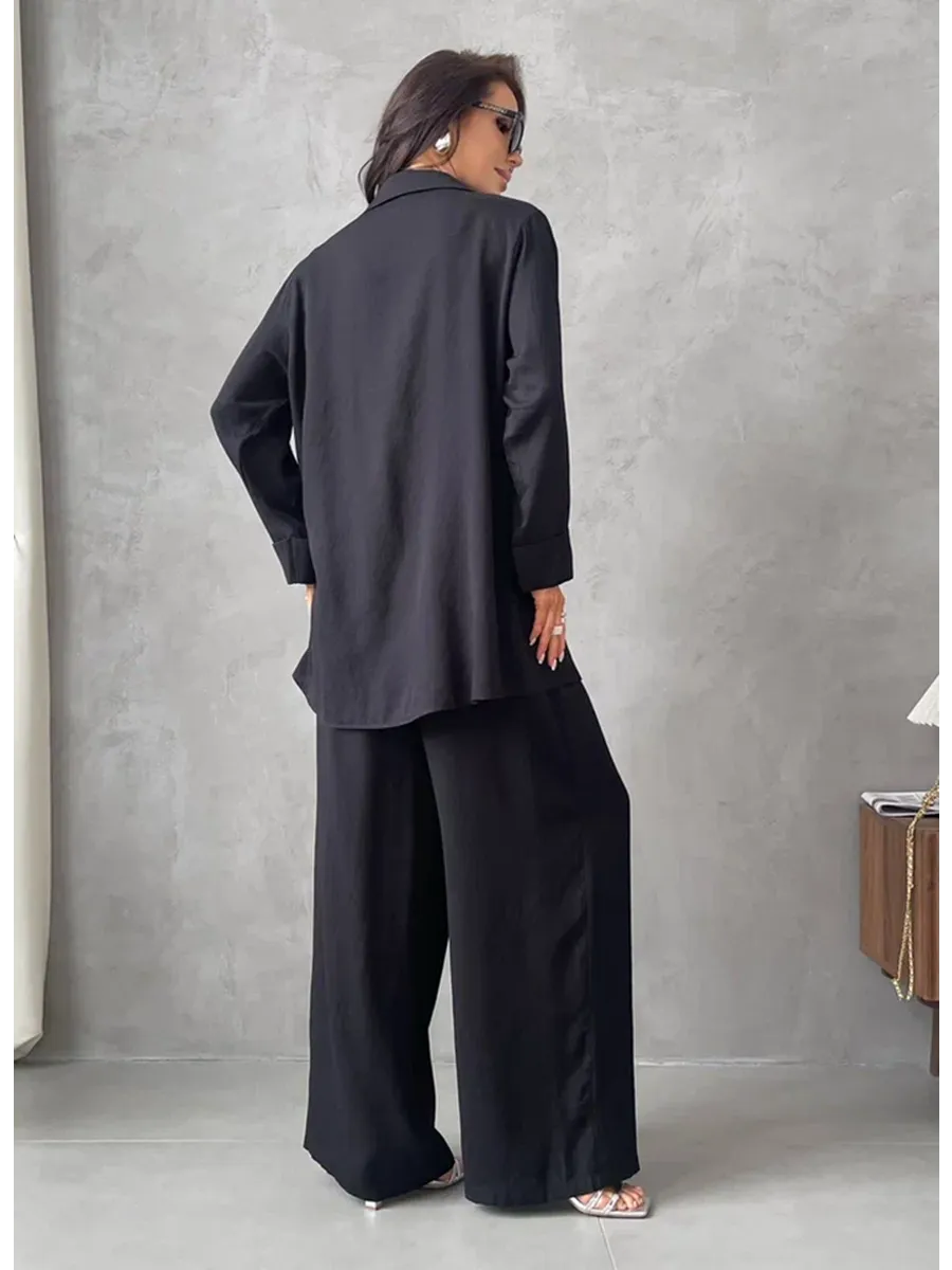 Черный костюм брючный летний двойка с пиджаком