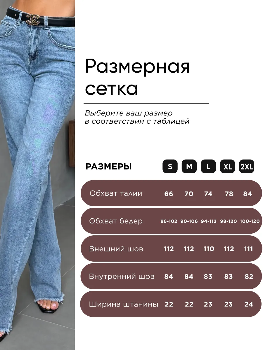 Джинсы прямые широкие с бахромой