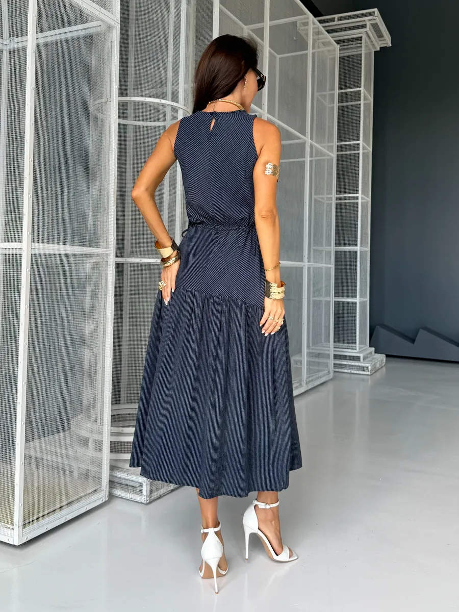 Синее платье летнее длинное повседневное